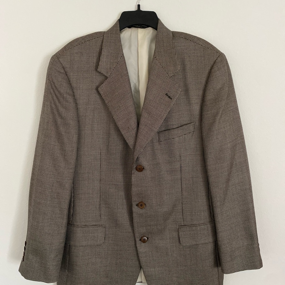 Samuelsohn Mens High End Luxury Blazer Sport Coat Silk Wool Carlo 42R